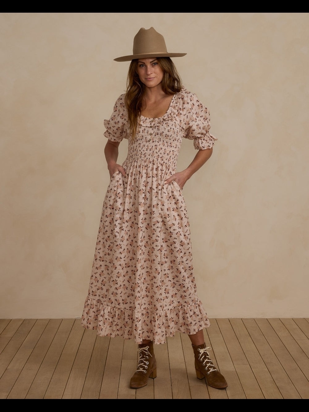 Harvest Rose Smocked Midi Dress